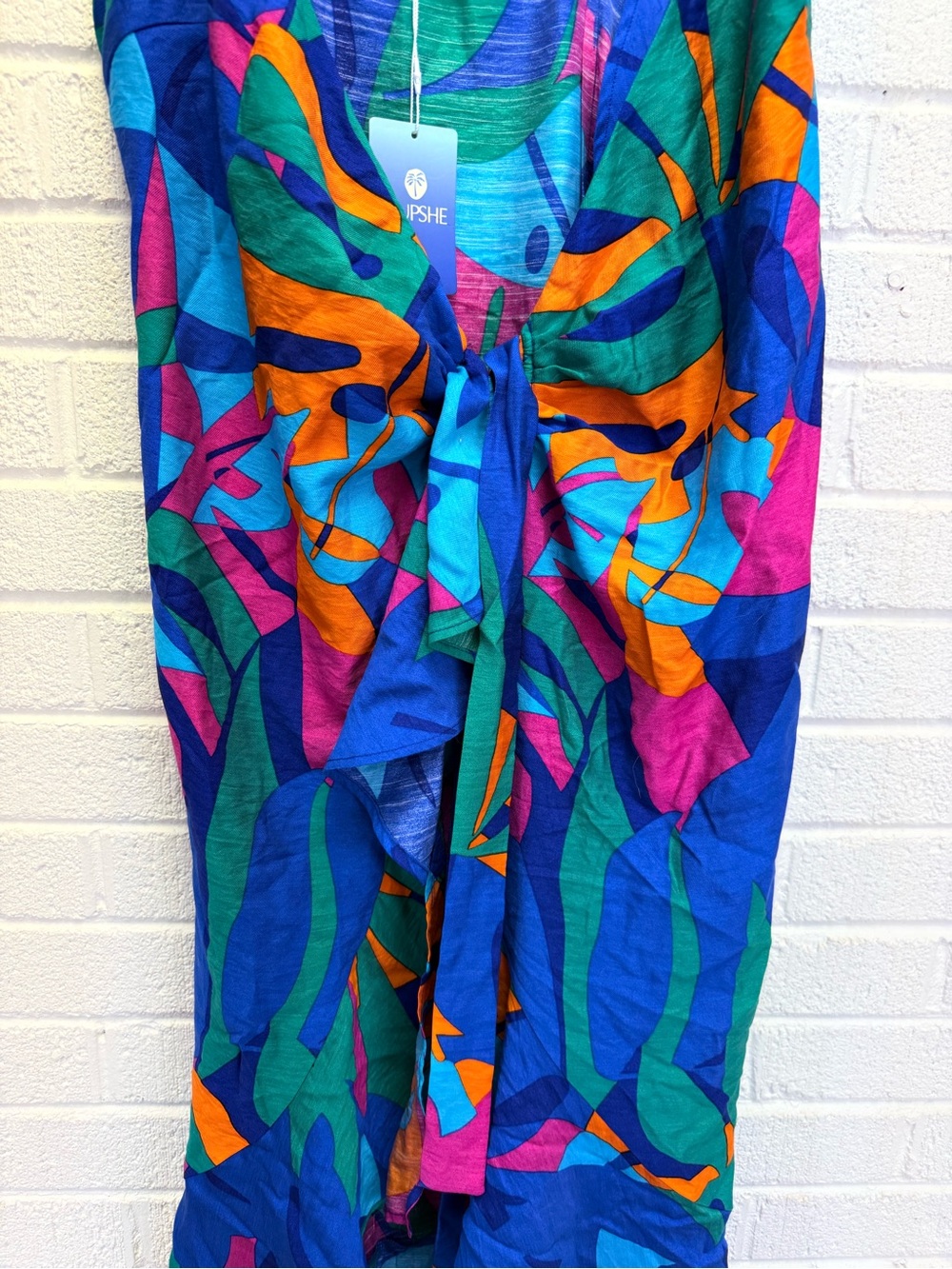 Cupshe Blue Green Orange Tropical Print Maxi Dress Cover Up - Picture 4 of 8